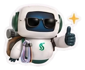Sherpa mascot in sunglasses giving a thumbs up