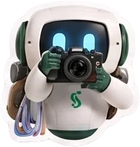 Sherpa mascot holding a camera